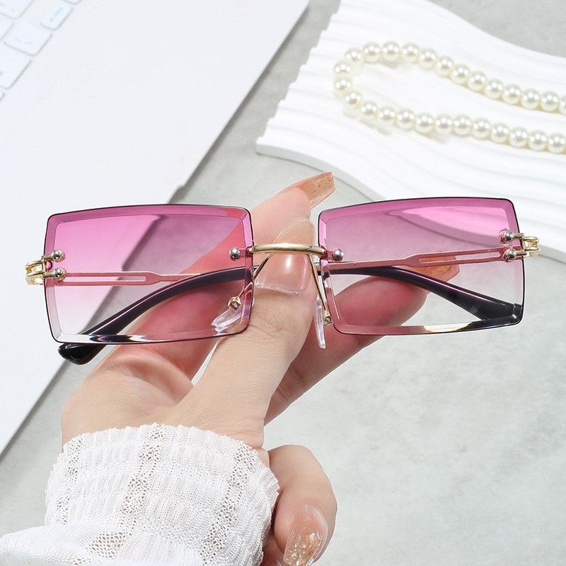 Vintage Square Rimless Sunglasses Men New Luxury Brand Trendy Gradient Sun Glasses UV400 Women Punk Eyewear