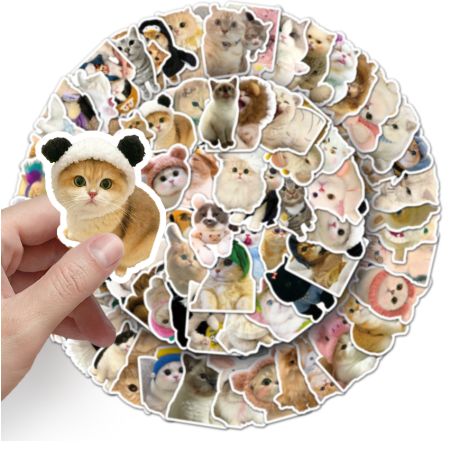 100pcs Funny cat Stickers Cartoon Cute Decals Toy Stationery Guitar Phone Bicycle Laptop Luggage Car Graffiti Kids Sticker-H-11