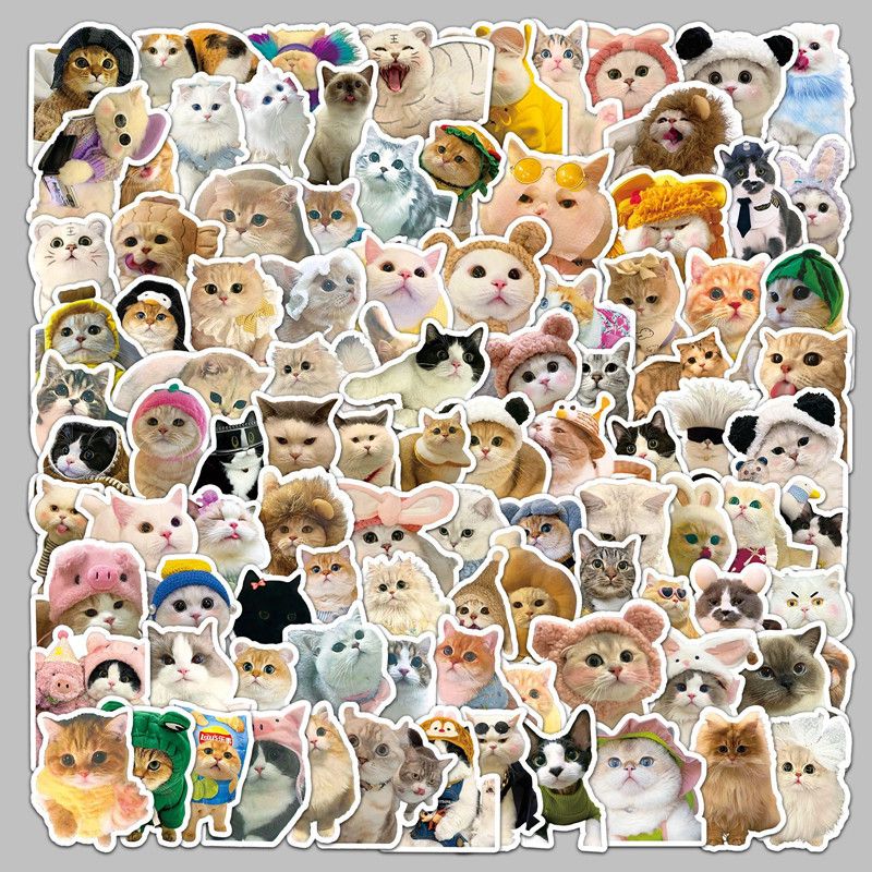 100pcs Funny cat Stickers Cartoon Cute Decals Toy Stationery Guitar Phone Bicycle Laptop Luggage Car Graffiti Kids Sticker-H-11