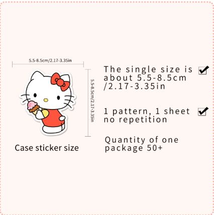50PCS Sanrio Kawaii Hello Kitty Sticker Cartoon Cute Graffiti Decal Kids Toy DIY Motorcycle Skateboard Waterproof Sticker
