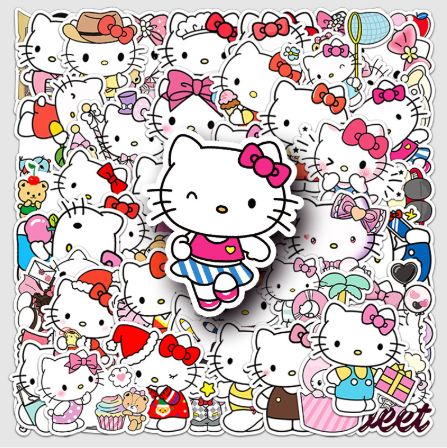50PCS Sanrio Kawaii Hello Kitty Sticker Cartoon Cute Graffiti Decal Kids Toy DIY Motorcycle Skateboard Waterproof Sticker