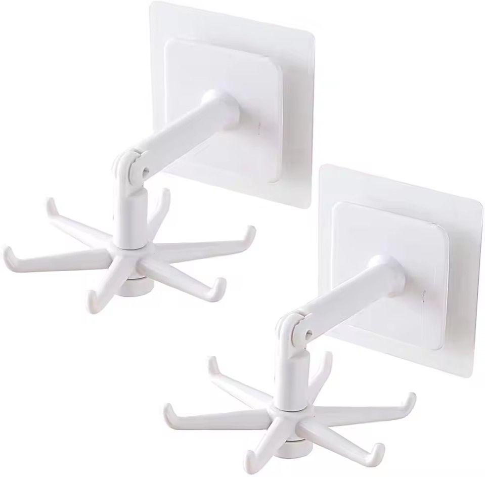 1Pcs Kitchen Hook Multifunctional Hook 360 Degree Swivel Rack Bathroom Wall Door Hook Bracket And Storage Spoon Rack Accessory