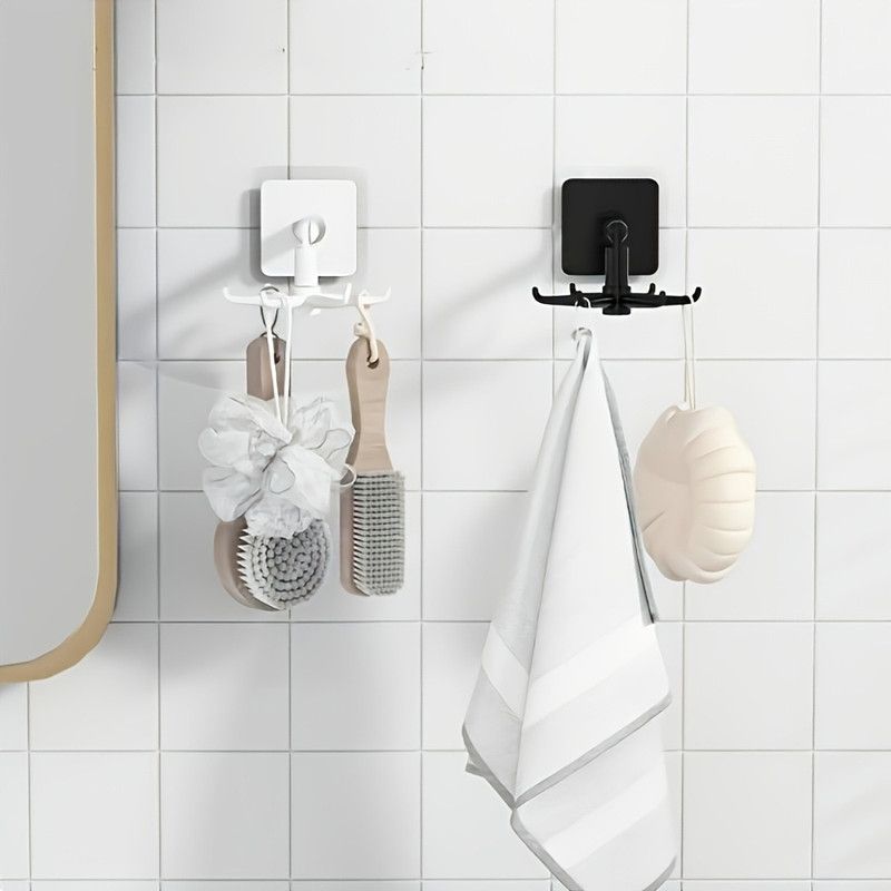 1Pcs Kitchen Hook Multifunctional Hook 360 Degree Swivel Rack Bathroom Wall Door Hook Bracket And Storage Spoon Rack Accessory