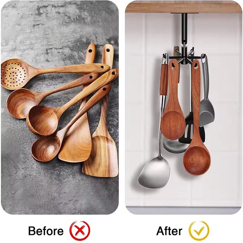 1Pcs Kitchen Hook Multifunctional Hook 360 Degree Swivel Rack Bathroom Wall Door Hook Bracket And Storage Spoon Rack Accessory