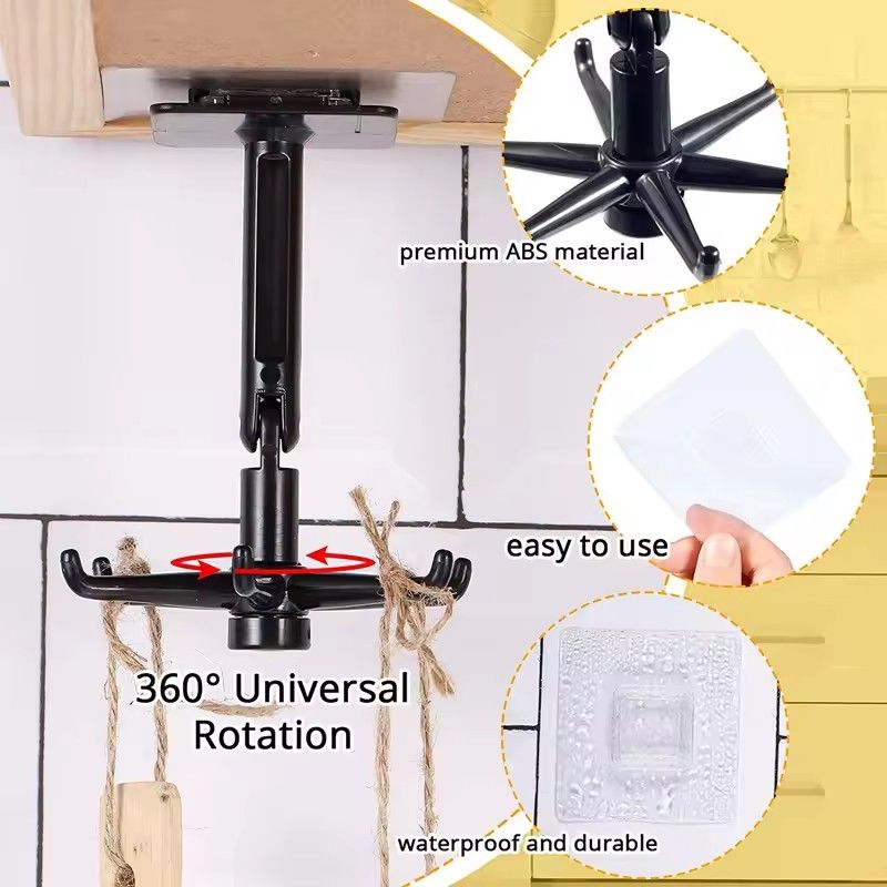 1Pcs Kitchen Hook Multifunctional Hook 360 Degree Swivel Rack Bathroom Wall Door Hook Bracket And Storage Spoon Rack Accessory