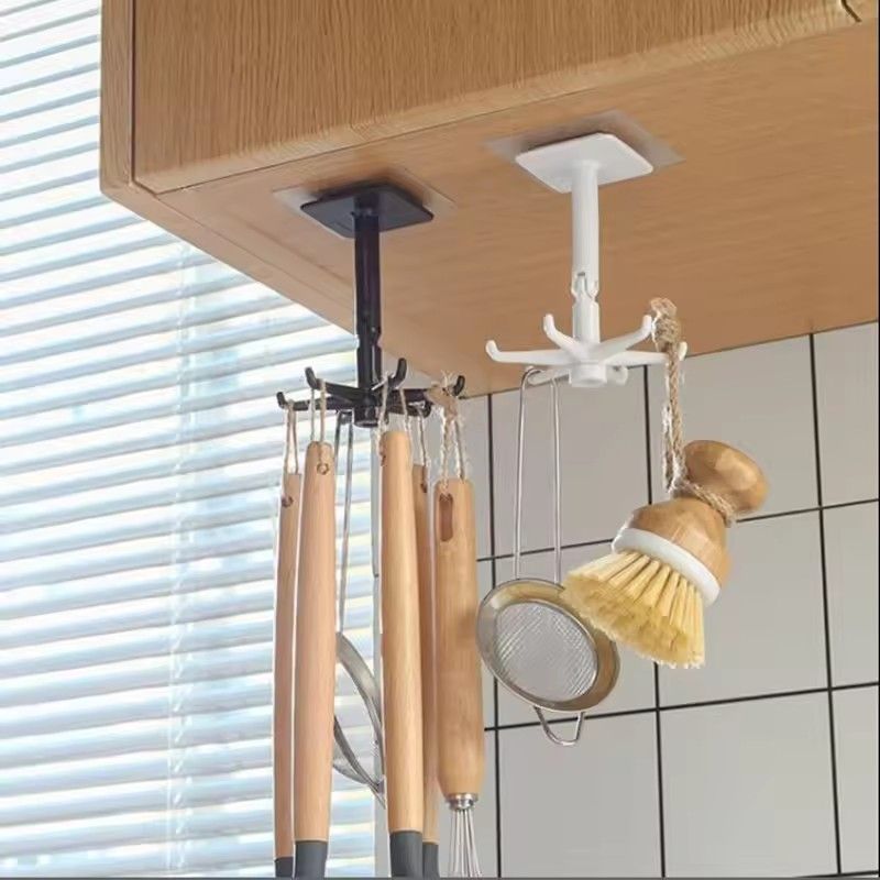 1Pcs Kitchen Hook Multifunctional Hook 360 Degree Swivel Rack Bathroom Wall Door Hook Bracket And Storage Spoon Rack Accessory