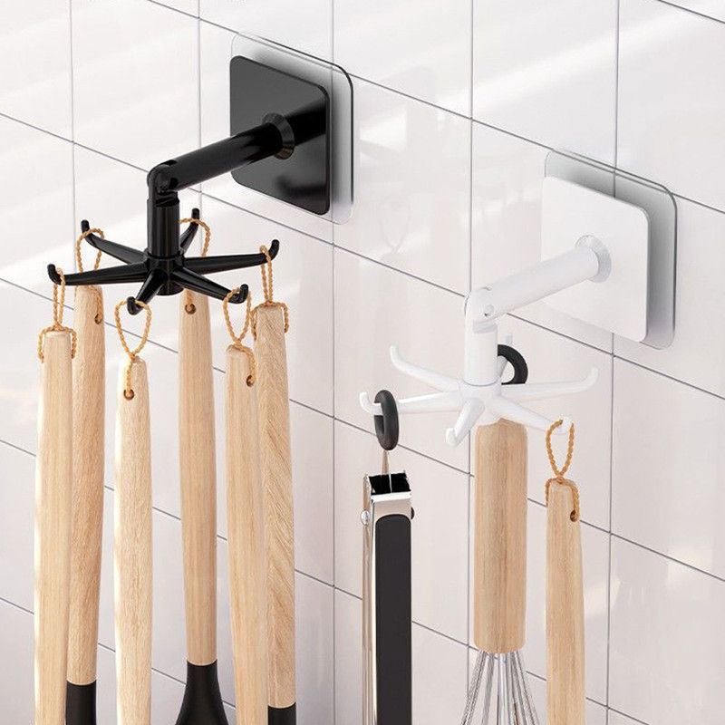 1Pcs Kitchen Hook Multifunctional Hook 360 Degree Swivel Rack Bathroom Wall Door Hook Bracket And Storage Spoon Rack Accessory