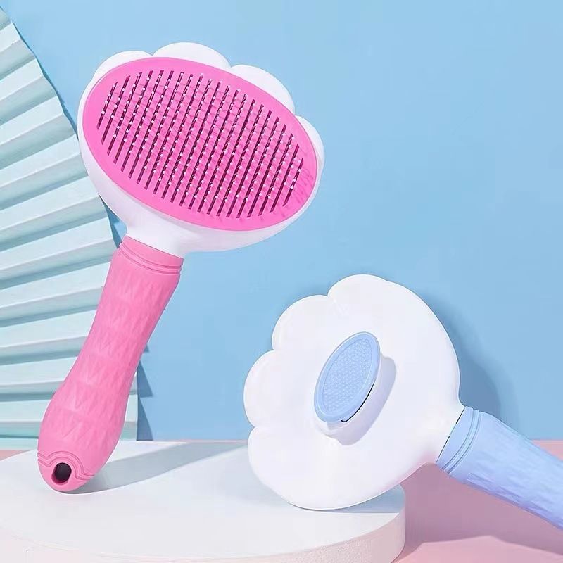 Self Cleaning Pet Hair Removal Brush, One-Click Dematting Comb for Dogs Cats Grooming, Automatic Hair Remover Slicker Brush Tool