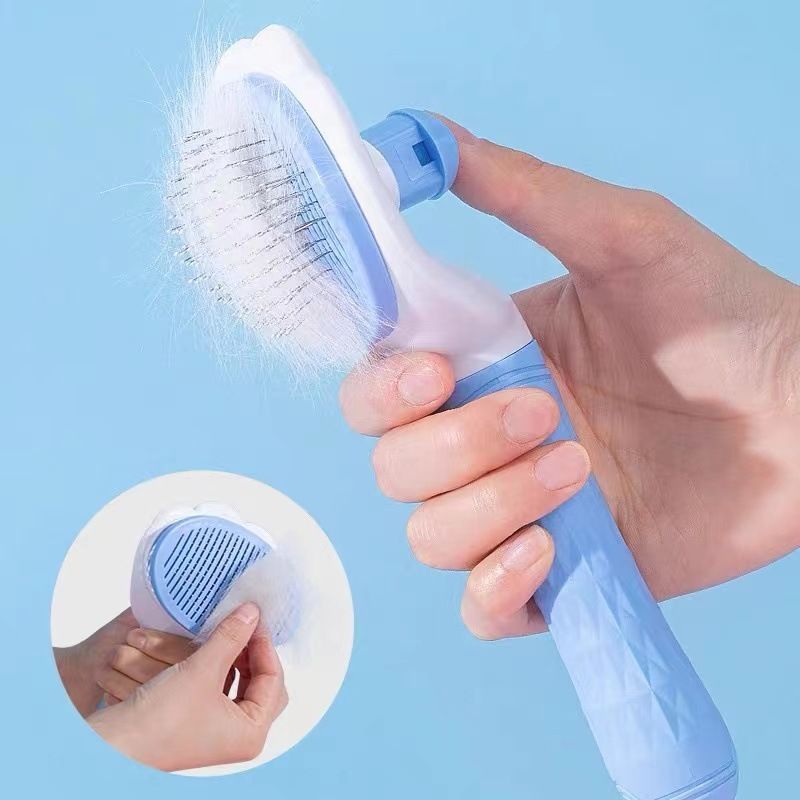 Self Cleaning Pet Hair Removal Brush, One-Click Dematting Comb for Dogs Cats Grooming, Automatic Hair Remover Slicker Brush Tool