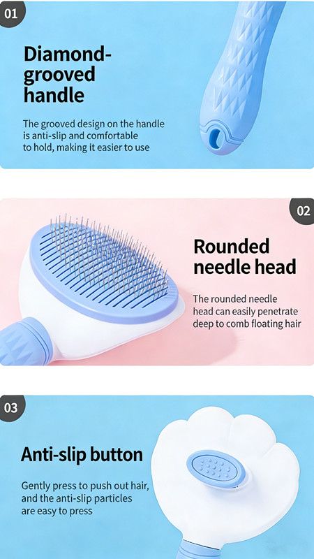 Self Cleaning Pet Hair Removal Brush, One-Click Dematting Comb for Dogs Cats Grooming, Automatic Hair Remover Slicker Brush Tool