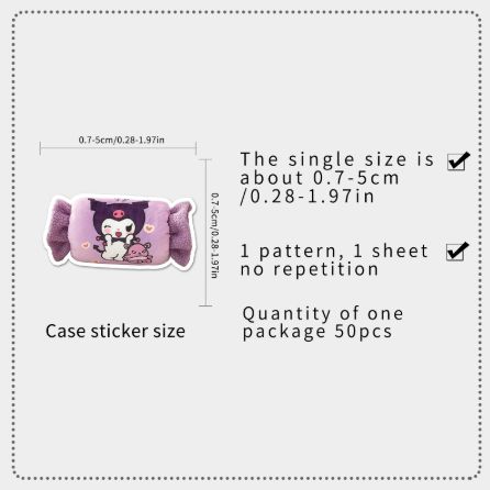 50PCS Cute Kuromi Cartoon Sticker Pack Waterproof DIY Laptop Phone Case Kawaii Sanrio Anime Stickers Decals Wholesale
