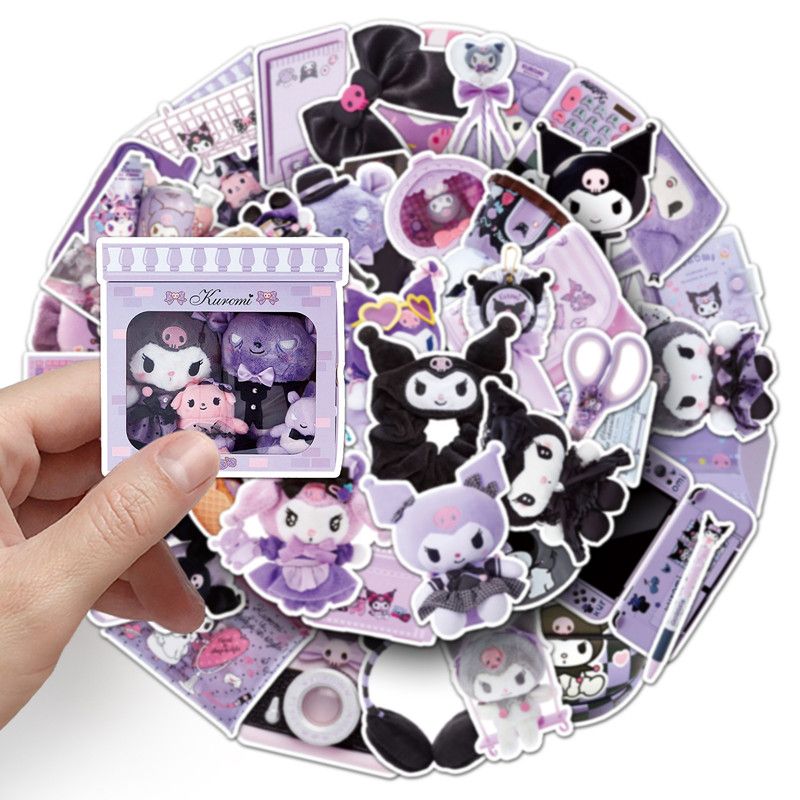 50PCS Cute Kuromi Cartoon Sticker Pack Waterproof DIY Laptop Phone Case Kawaii Sanrio Anime Stickers Decals Wholesale
