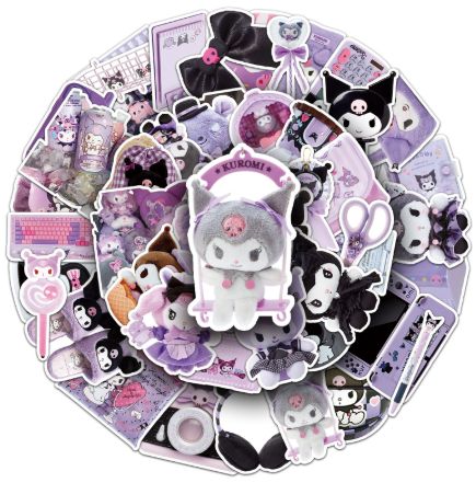 50PCS Cute Kuromi Cartoon Sticker Pack Waterproof DIY Laptop Phone Case Kawaii Sanrio Anime Stickers Decals Wholesale