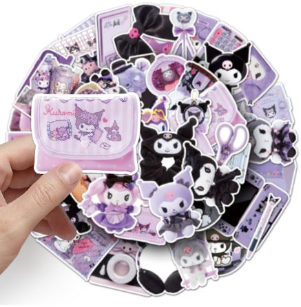 50PCS Cute Kuromi Cartoon Sticker Pack Waterproof DIY Laptop Phone Case Kawaii Sanrio Anime Stickers Decals Wholesale