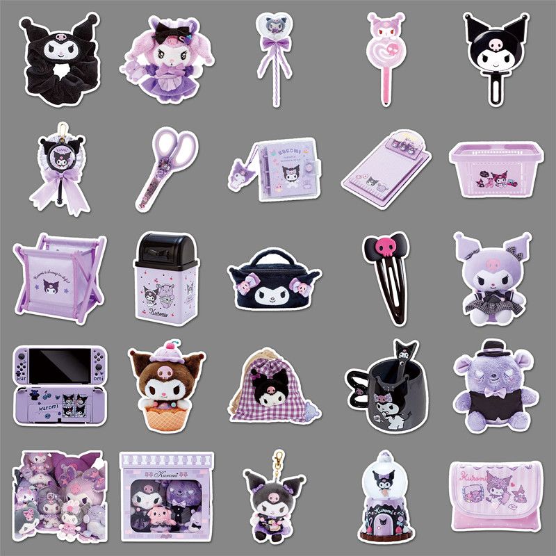 50PCS Cute Kuromi Cartoon Sticker Pack Waterproof DIY Laptop Phone Case Kawaii Sanrio Anime Stickers Decals Wholesale