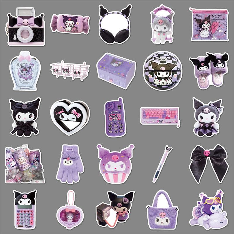 50PCS Cute Kuromi Cartoon Sticker Pack Waterproof DIY Laptop Phone Case Kawaii Sanrio Anime Stickers Decals Wholesale