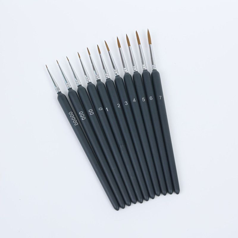 11PCS Miniature Paint Brushes Art Painting Brushes Weasel Hair Paint Brush Gouache Watercolor Oil Paints Artists Hand Painted