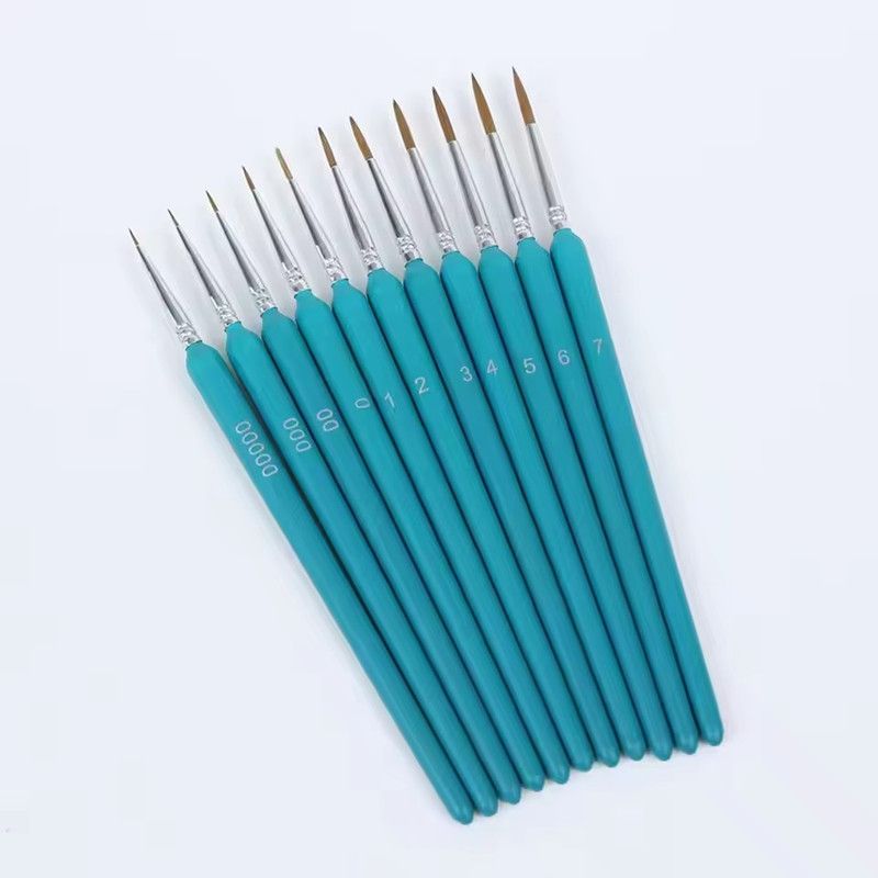 11PCS Miniature Paint Brushes Art Painting Brushes Weasel Hair Paint Brush Gouache Watercolor Oil Paints Artists Hand Painted