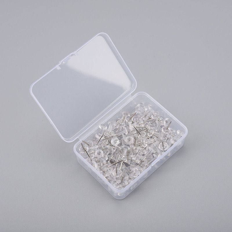 200PCS Push Pins Plastic Head Steel Tip Wall Thumbtacks Painting Nails For Home Office And Craft Projects With Box