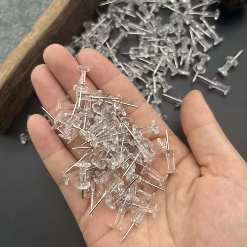 200PCS Push Pins Plastic Head Steel Tip Wall Thumbtacks Painting Nails For Home Office And Craft Projects With Box