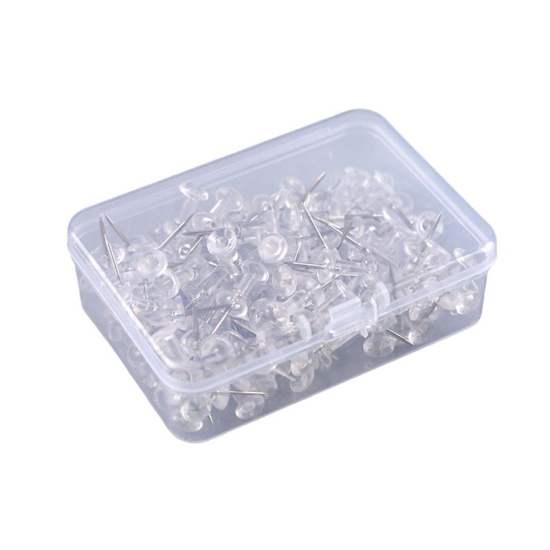 200PCS Push Pins Plastic Head Steel Tip Wall Thumbtacks Painting Nails For Home Office And Craft Projects With Box