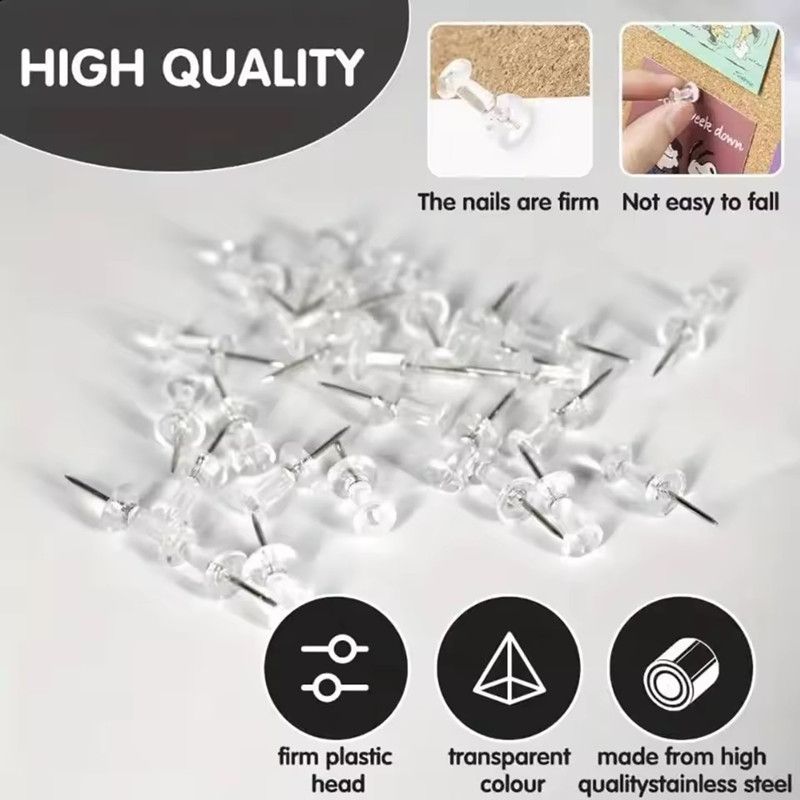 200PCS Push Pins Plastic Head Steel Tip Wall Thumbtacks Painting Nails For Home Office And Craft Projects With Box