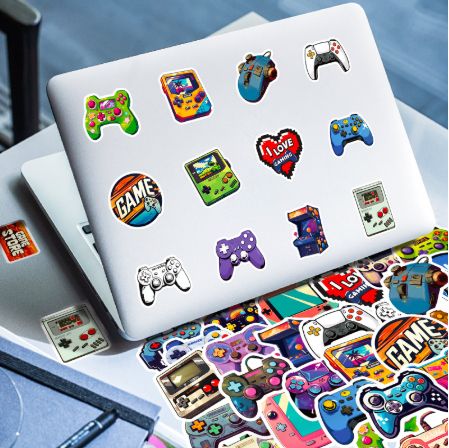 50PCS GamePad Joystick Cartoon Stickers Cool Graffiti Decals Toy Stationery Phone Notebook Car Waterproof Sticker Packing