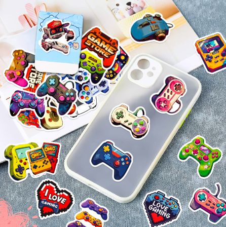 50PCS GamePad Joystick Cartoon Stickers Cool Graffiti Decals Toy Stationery Phone Notebook Car Waterproof Sticker Packing