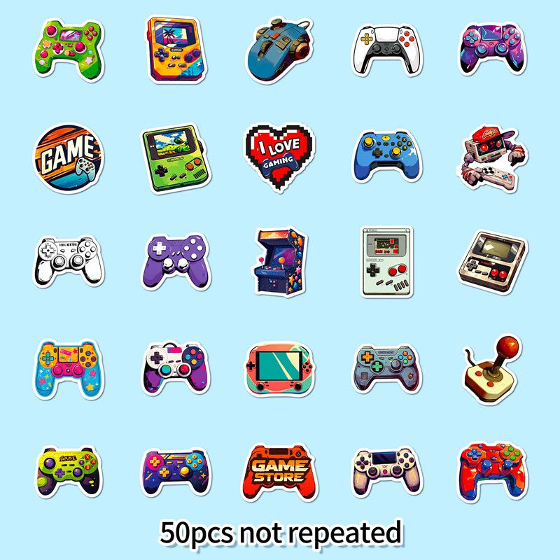 50PCS GamePad Joystick Cartoon Stickers Cool Graffiti Decals Toy Stationery Phone Notebook Car Waterproof Sticker Packing
