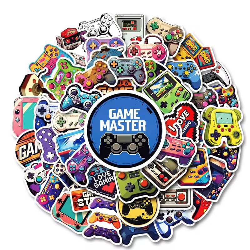 50PCS GamePad Joystick Cartoon Stickers Cool Graffiti Decals Toy Stationery Phone Notebook Car Waterproof Sticker Packing