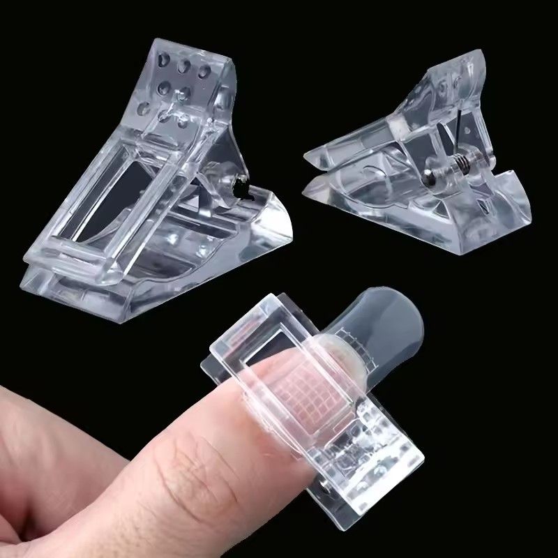 10PCS Acrylic Nail Clips Transparent Gel Quick Building Nail Tips Clips Nail Extension Uv Clips Manicure Art Builder Tool Set