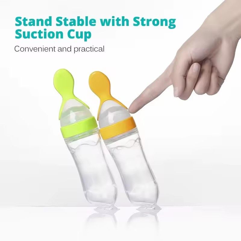 1PC Silicone baby feeding spoon, milk bottle, rice cereal squeeze spoon, safe and practical baby milk feeding cup, fruit feeding