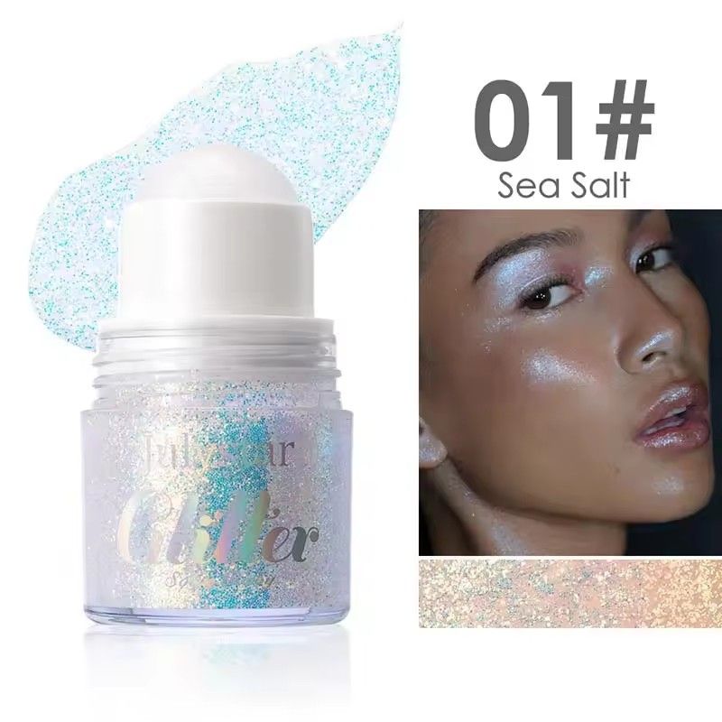 Glitter Rolling Ball Sequin Gel Pink Green Purple Eyeshadow Stick Pearlescent Body Face Hair Legs Sparkling Shimmer Stage Makeup view 9