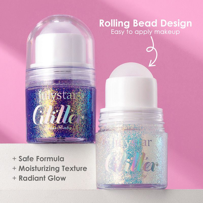 Glitter Rolling Ball Sequin Gel Pink Green Purple Eyeshadow Stick Pearlescent Body Face Hair Legs Sparkling Shimmer Stage Makeup view 6