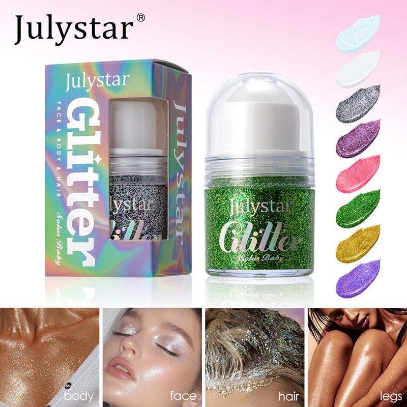 Glitter Rolling Ball Sequin Gel Pink Green Purple Eyeshadow Stick Pearlescent Body Face Hair Legs Sparkling Shimmer Stage Makeup
