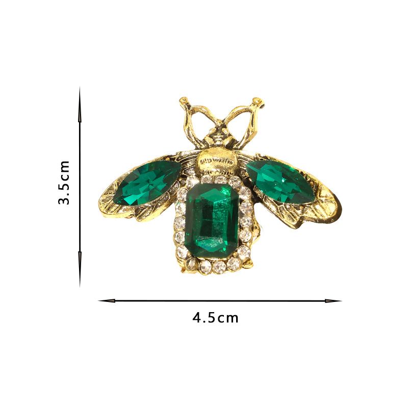 1PC Vintage Retro Bee Rhinestone Brooch Women Crystal Insect Champagne Color Corsage Party Dress Jewelry
