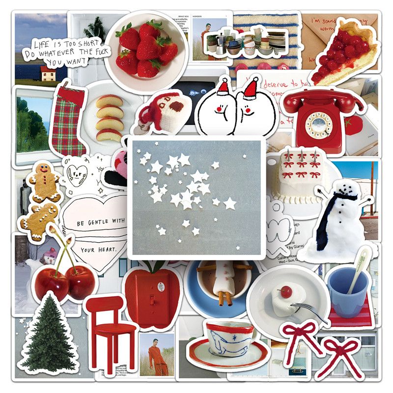 50Pcs Creamy Korean INS Style Stickers - Aesthetic Pastel Decor for Notebook/Guka - Waterproof & DIY Friendly