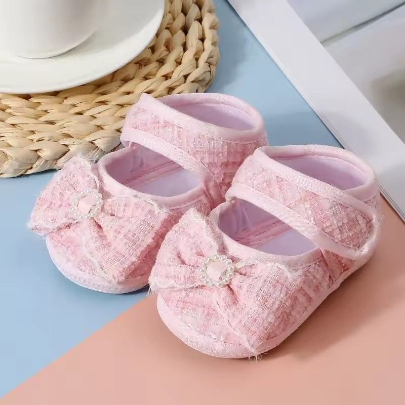 Spring Autumn New Baby Non-slip Soft Sole Cotton Shoes Sweet Princess Bow Shoes Fashion Versatile 0-1Y Newborn Infant Dress Shoe