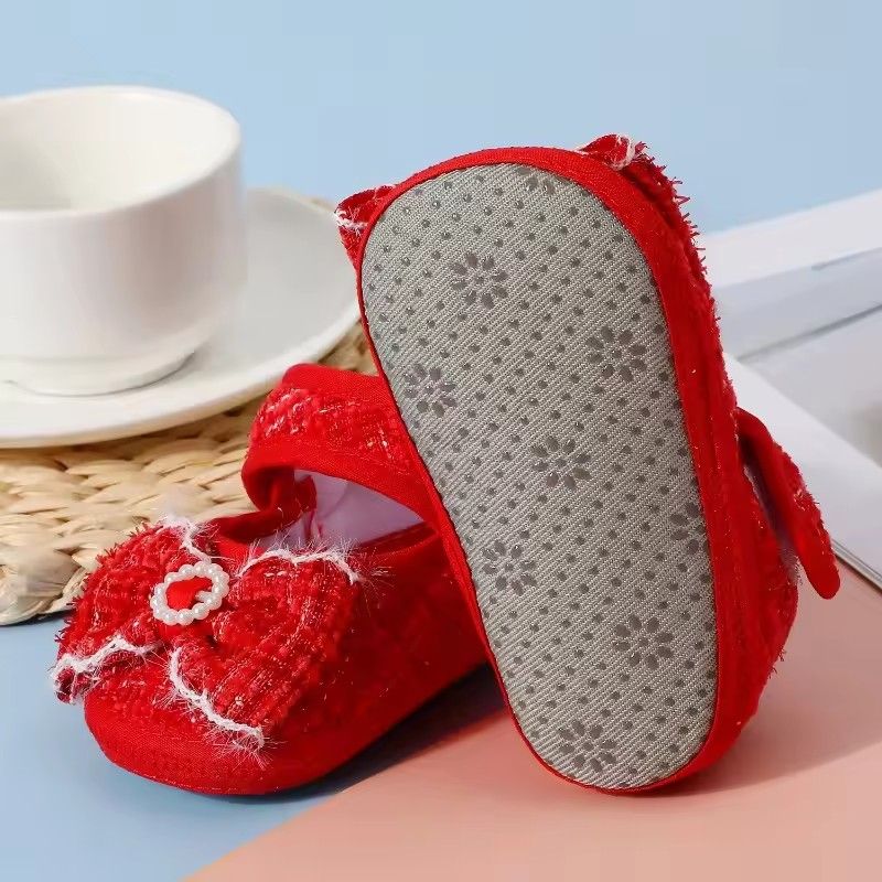 Spring Autumn New Baby Non-slip Soft Sole Cotton Shoes Sweet Princess Bow Shoes Fashion Versatile 0-1Y Newborn Infant Dress Shoe