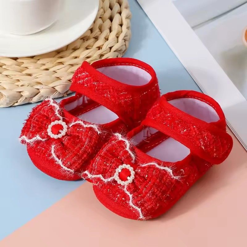 Spring Autumn New Baby Non-slip Soft Sole Cotton Shoes Sweet Princess Bow Shoes Fashion Versatile 0-1Y Newborn Infant Dress Shoe