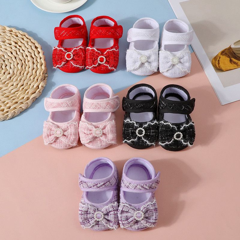 Spring Autumn New Baby Non-slip Soft Sole Cotton Shoes Sweet Princess Bow Shoes Fashion Versatile 0-1Y Newborn Infant Dress Shoe