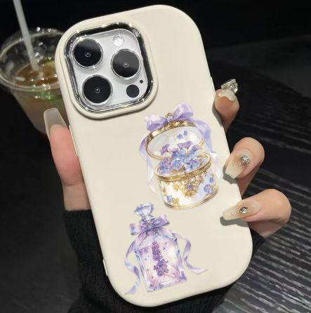 50PCS PET Transparent Purple Dream Cartoon Stickers Luggage Water Cups Scooter Decorative Stickers