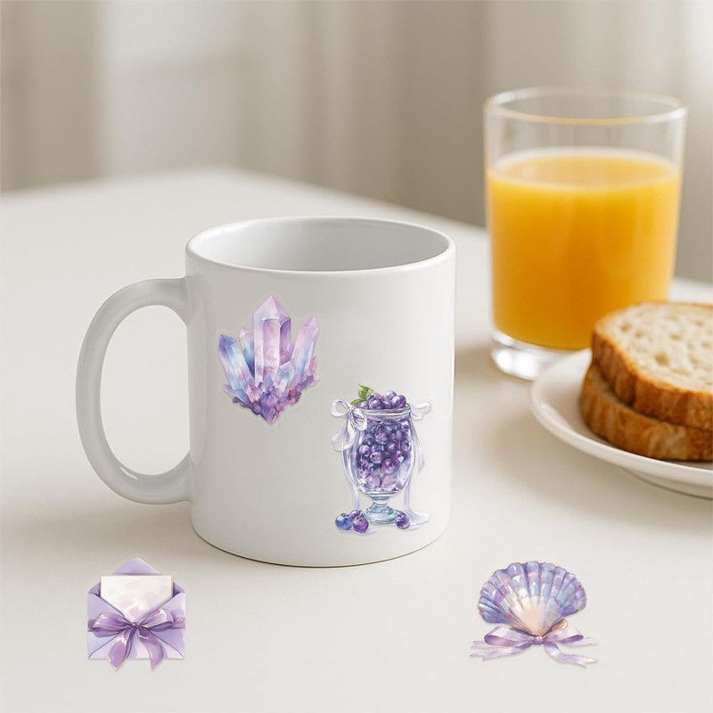 50PCS PET Transparent Purple Dream Cartoon Stickers Luggage Water Cups Scooter Decorative Stickers