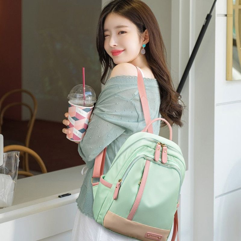 Large Capacity Contrast Color Backpack for Women School Bags for Teenager Waterproof Oxford Travel Rucksack Girls Knapsack Bolsa