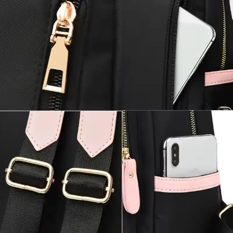 Large Capacity Contrast Color Backpack for Women School Bags for Teenager Waterproof Oxford Travel Rucksack Girls Knapsack Bolsa