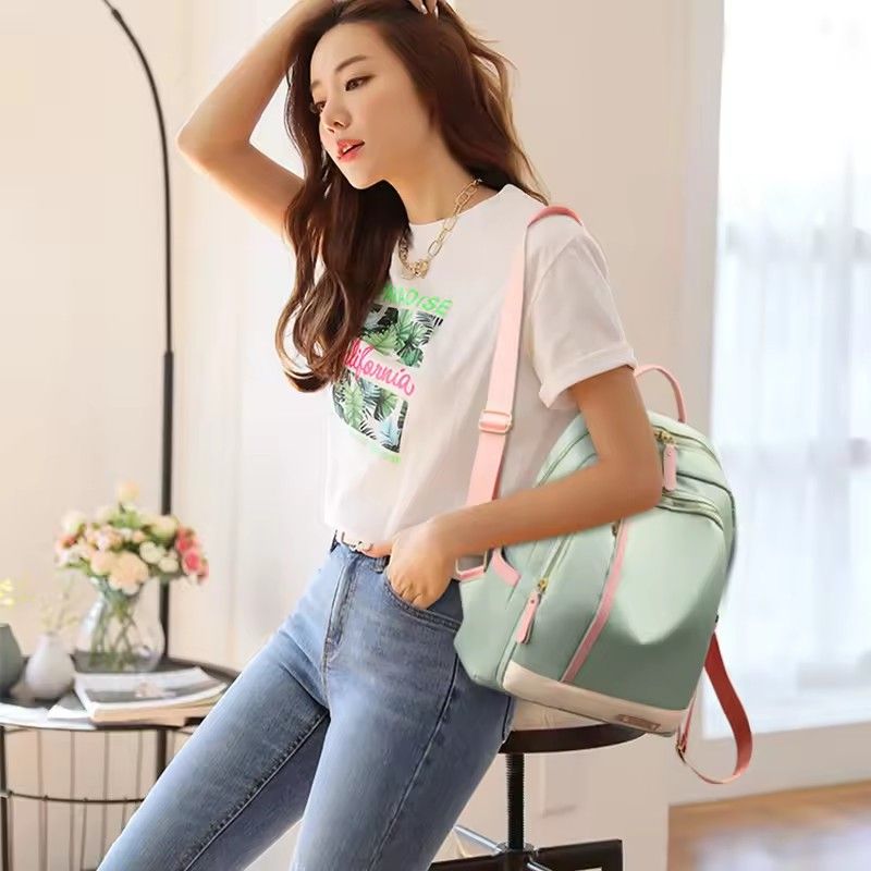 Large Capacity Contrast Color Backpack for Women School Bags for Teenager Waterproof Oxford Travel Rucksack Girls Knapsack Bolsa