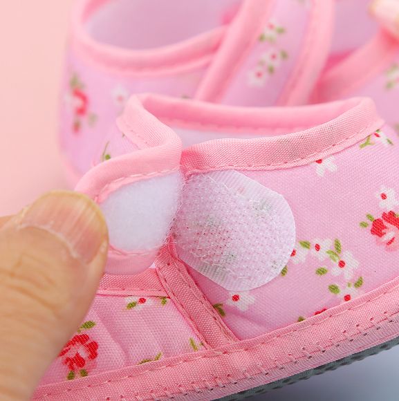 Newborn Baby Floral Print Shoes Bow Decor Adjustable Strap Soft Sole Pre-Walker Footwear for Girls Baby First Shoes for Walking