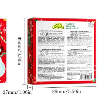 4PCS SADOER Christmas Set Brightening Lip Balm Moisturizing Anti Cracking Hydrating Repair Nourishing Lipstick Skin Care