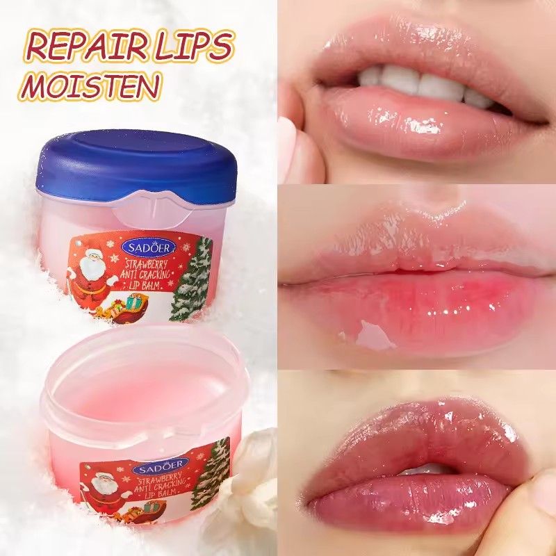 4PCS SADOER Christmas Set Brightening Lip Balm Moisturizing Anti Cracking Hydrating Repair Nourishing Lipstick Skin Care