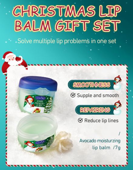 4PCS SADOER Christmas Set Brightening Lip Balm Moisturizing Anti Cracking Hydrating Repair Nourishing Lipstick Skin Care